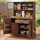 TOPAMX Potting Bench with Hutch, Solid Fir Wood Garden Workstation HouseOfZazla
