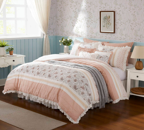 9 Piece Cotton Percale Comforter Set Blush HouseOfZazla