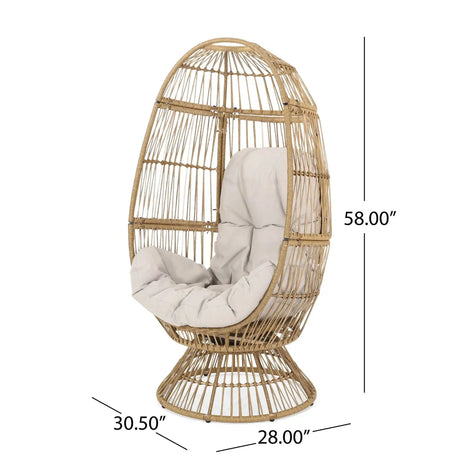 Patio Swivel Basket Egg Chair With Cushion HouseOfZazla