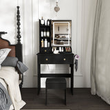 Modern Small Vanity Desk With 3 LED Lighting Modes, 3 Drawers