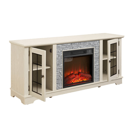 58" Modern TV Stand with Electric Fireplace and Storage HouseOfZazla