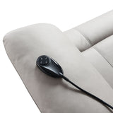 Chriki Beige Chenille & Black Finish Power Recliner with Lift, Heating, and Massage