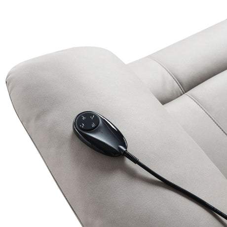Chriki Beige Chenille & Black Finish Power Recliner with Lift, Heating, and Massage HouseOfZazla