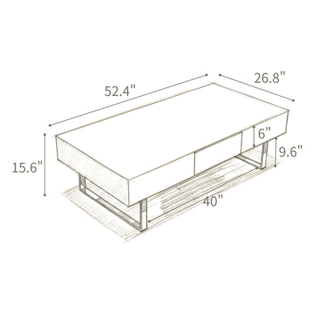 Rectangular Coffee Table With Hidden Storage HouseOfZazla