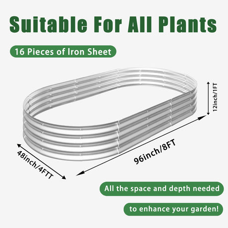 Heavy Duty Galvanized Raised Garden Bed Kit For Vegetables, Flowers & Herbs HouseOfZazla
