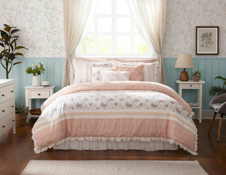 9 Piece Cotton Percale Comforter Set Blush HouseOfZazla