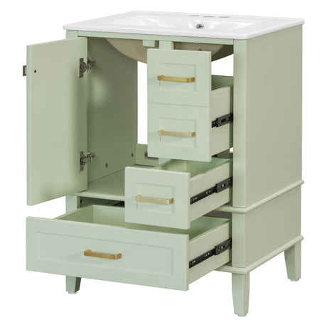 Bathroom Vanity, Modern Bathroom Cabinet With Sink Combo Set, Bathroom Storage Cabinet With A Soft Closing Door And 3 Drawers, Solid Wood Frame HouseOfZazla