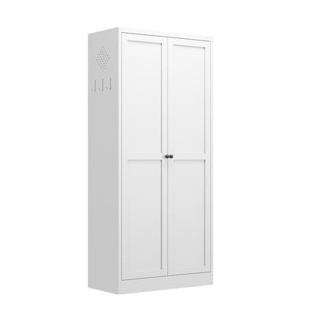 Metal Kitchen Pantry Cabinet With Adjustable Storage And 4 Heavy Duty Shelves - White HouseOfZazla