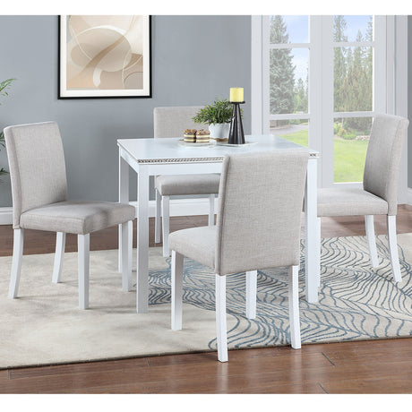 Dining Table Set With Crystal Decoration And Upholstered Chairs HouseOfZazla