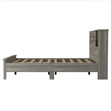 3-Pieces Bedroom Set Queen Size Farmhouse Platform Bed with Storage Headboard and Charging Station HouseOfZazla