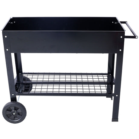 Elevated Mobile Raised Ergonomic Metal Planter Garden Bed With Wheels Powder Coated Steel - Black HouseOfZazla