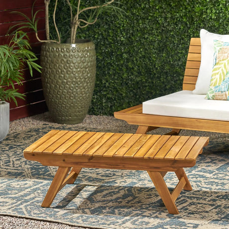 Outdoor Acacia Wood Coffee Table With Open Slat Design HouseOfZazla