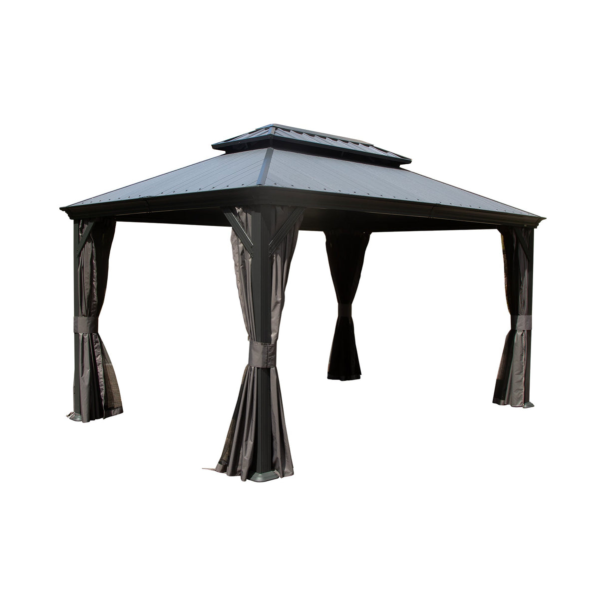 12'x16' Hardtop Gazebo with Resin Roof and Drainage Gutters