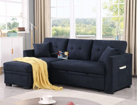 Sectional Sofa Bed L Shaped Sofa Couch Bed With USB Port, Reversible Chaise With Storage HouseOfZazla