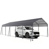 Metal Carport 13 X 26.5 Ft Heavy Duty With Galvanized Steel Roof Metal Garage Canopy With Galvanized Steel Roof & Frame Car Tent Outdoor Storage Shed For Car Boats And Truck - Gray