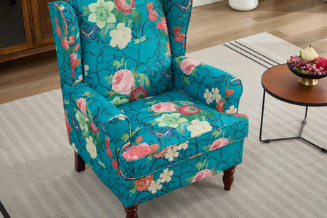 Modern Accent Chair with Retro Wood Legs - Floral HouseOfZazla