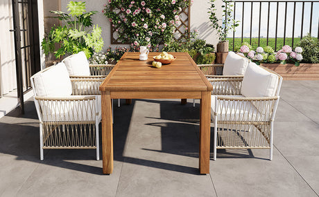 TOPMAX Patio 5pcs Wooden Dining Table Set HouseOfZazla
