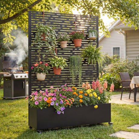 Metal Raised Garden Bed with Wheels and Trellis HouseOfZazla