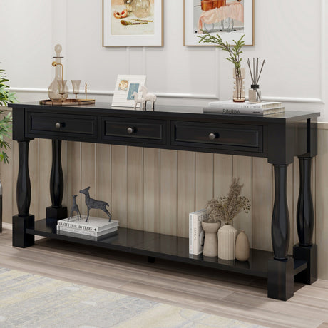 TREXM 63" Long Console Table with Drawers and Shelf HouseOfZazla
