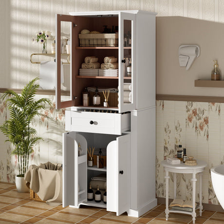 Bathroom Storage Cabinet, Adjustable Shelves & Drawer, Freestanding Tower HouseOfZazla