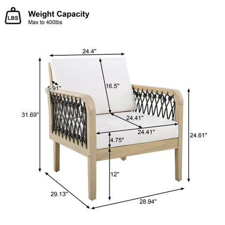 4-Piece Acacia Wood Outdoor Patio Furniture Set HouseOfZazla