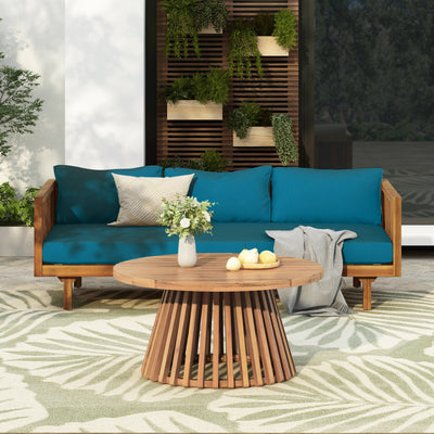 Claremont Patio Furniture Set: 3-Seater Daybed + Acacia Wood Table