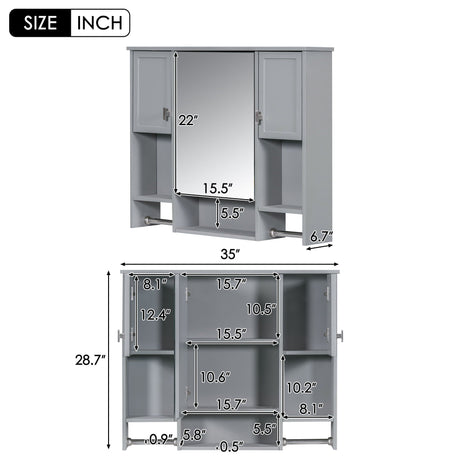 Wall Mounted Bathroom Storage Cabinet With Mirror, Medicine Cabinet With Towel Bar HouseOfZazla