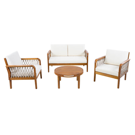4-Piece Acacia Wood Outdoor Patio Furniture Set HouseOfZazla