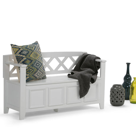 Amherst Solid Wood Entryway Storage Bench in White HouseOfZazla
