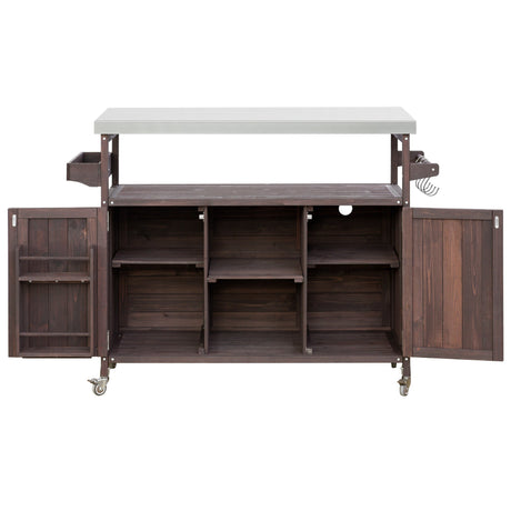 K&K Outdoor Kitchen Island, Rolling Bar Cart & Storage Cabinet HouseOfZazla