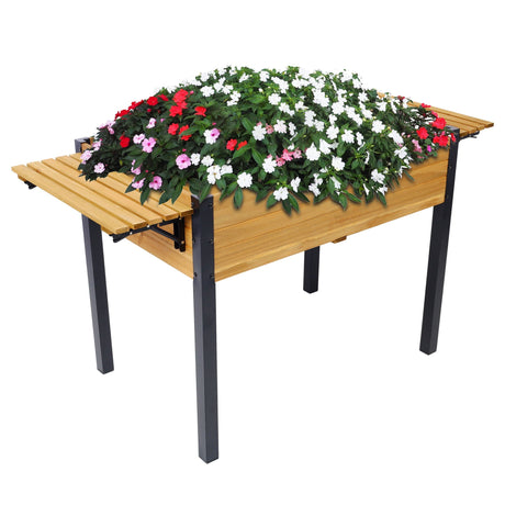 Raised Garden Bed With Metal Legs and Folding Storage Shelf HouseOfZazla