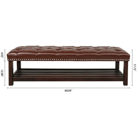 Bedroom End Of Bed Bench Tufted Upholstered End Of Bed Bench End Of Bed Entrance Shoe Bench With Nailhead Trim And Shelf Bedroom Upholstered Bench Living Room Shoe Rack Footstool HouseOfZazla