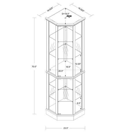 6 Shelf Lighted Corner Curio Cabinet With Adjustable Tempered Glass Shelves And Mirror Back (E26 Light Bulb Not Included) HouseOfZazla