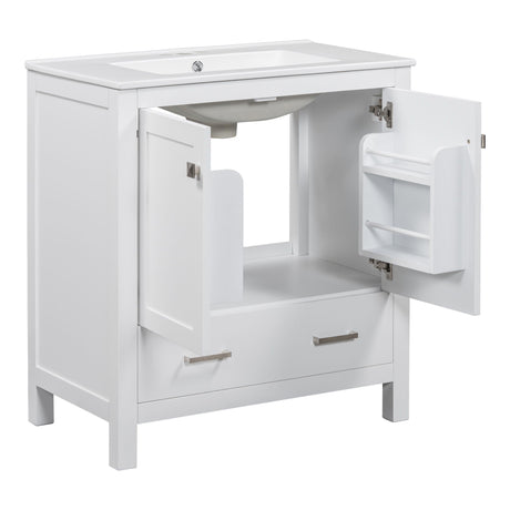 Bathroom Vanity With Single Sink, Combo Cabinet Undermount Sink, Bathroom Storage Cabinet With Two Doors And A Drawer, Soft Closing, Multifunctional Storage, Solid Wood Frame HouseOfZazla