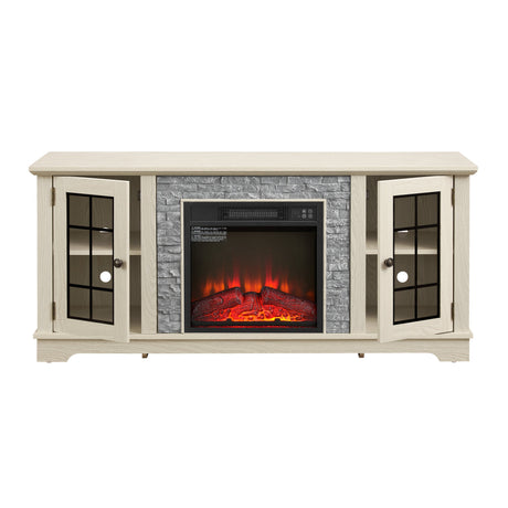 58" Modern TV Stand with Electric Fireplace and Storage HouseOfZazla