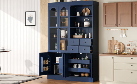 TOPMAX Freestanding Buffet With Hutch - Tall Kitchen Pantry Cabinet HouseOfZazla