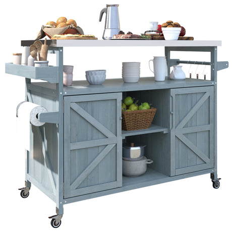 K&K Outdoor Kitchen Island, Rolling Bar Cart & Storage Cabinet HouseOfZazla