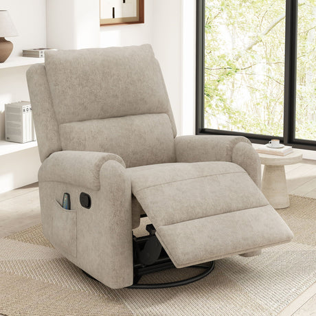 Manual Recliner Massage Chair With Swivel Rocker, 8 Massage Modes, Side Storage Pocket HouseOfZazla