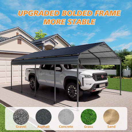 Heavy Duty Carport With Galvanized Roof And Enhanced Base - Anthracite HouseOfZazla