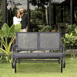 Outsunny - 2 Person Outdoor Glider Bench, Patio Double Swing Rocking Chair Loveseat With Powder Coated Steel Frame For Backyard Garden Porch - Gray