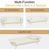 Convertible Double Futon Sofa Bed With Folding Armrests For Living Rooms