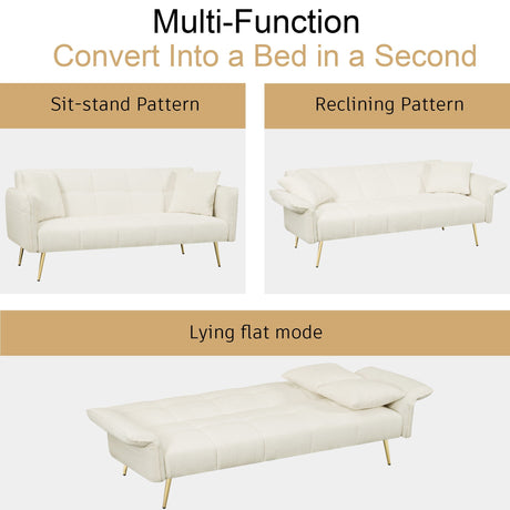 Convertible Double Futon Sofa Bed With Folding Armrests For Living Rooms HouseOfZazla
