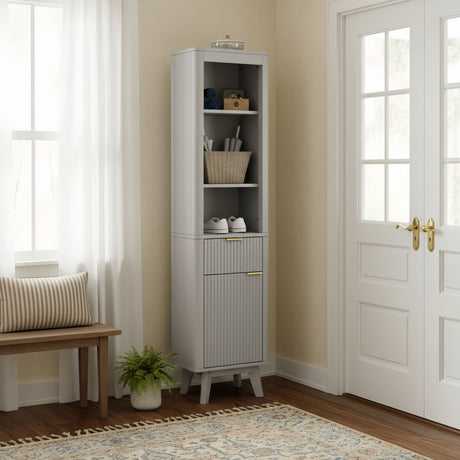 Tall Bathroom Storage Cabinet With Adjustable Shelves And 1 Drawer & Door HouseOfZazla
