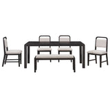 Extendable Dining Table Set With 4 Upholstered Chairs And 1 Bench
