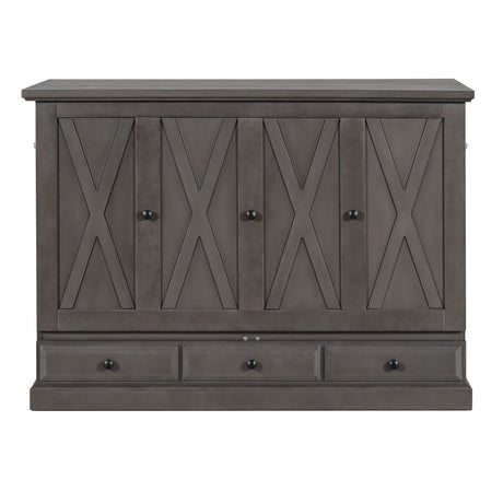 Solid Pine Murphy Bed Chest Cube Cabinet Bed With Charging Station And Large Storage Drawer For Home Office Or Small Room HouseOfZazla