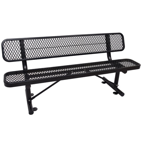 6' Outdoor Steel Bench With Backrest HouseOfZazla