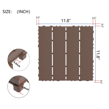 Plastic Interlocking 44 Pack Patio Deck Tiles, Square Waterproof Outdoor All Weather Use HouseOfZazla