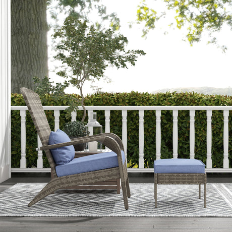 Wicker Adirondack Chair with Ottoman HouseOfZazla
