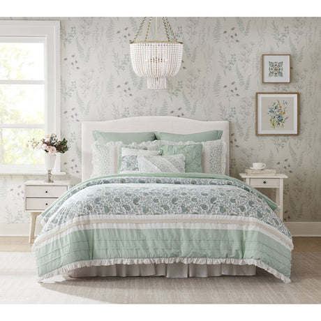 9 Piece Cotton Percale Comforter Set Aqua HouseOfZazla