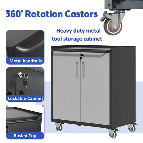 Heavy Duty Metal Garage Storage Cabinet With Wheels Sturdy Tool Organizer HouseOfZazla